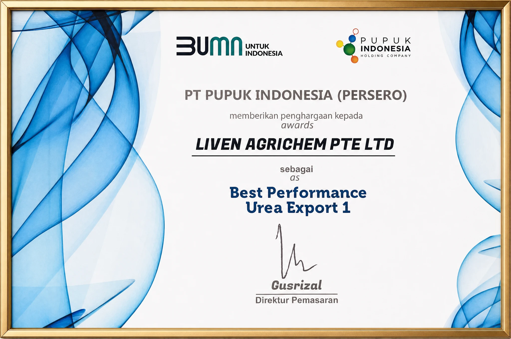 Liven Agrichem trading award